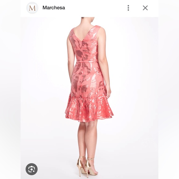 Marchesa Notte Ruffle Hem Cocktail Dress - Coral Size 2 - BRAND NEW with tags - Picture 2 of 5